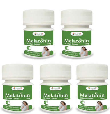 Vringra Melatonin 10mg Sleeping Pills-Fast Sleeping Tablet-Fast Sleeping Capsules-(5 x 30 Capsules)