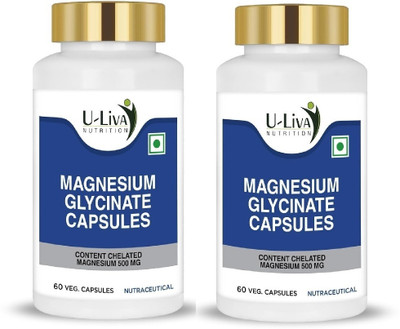 U-Liva Nutrition Magnesium Glycinate Veg Capsules 500mg High Absorption(120 Tablets)