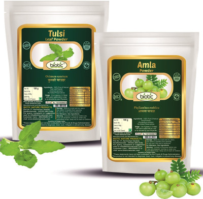biotic Tulsi Leaf and Amla Powder - 200gm (100gm each)(2 x 100 g)