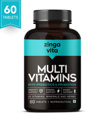 Zingavita Multivitamin Tablets For Men & Women Probiotics & Prebiotics, 100% RDA Vitamin C (60 Tablets) For Rs. 199