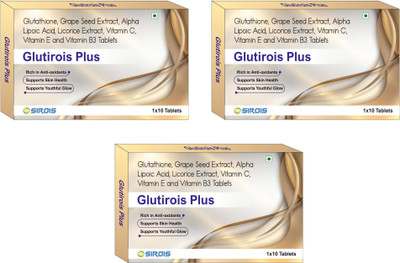 GENFORD Glutathione, Grape Seed, Vitamin c and E and B3 Glutirois Plus(3 x 10 Tablets)