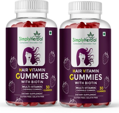 Simply Herbal Multivitamin Biotin Gummies For Hair Growth For Both Men & Women(2 x 30 No)