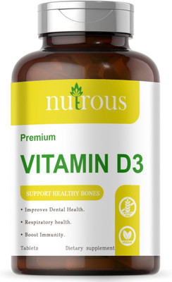 Nutrous Plant Based Vitamin D3 K2 MK7 Supplement Veg (D86)(30 Tablets)