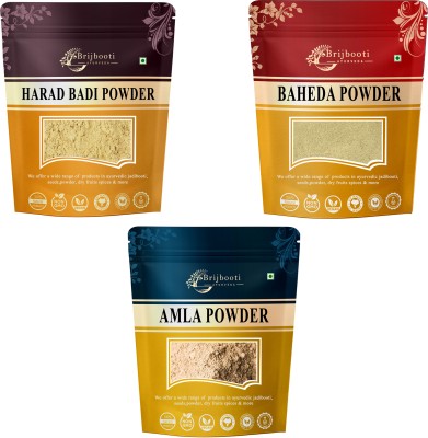 BrijBooti Organic & Natural - Amla - Baheda - Harad combo - Powder (100 Gr Each)(3 x 100 g)