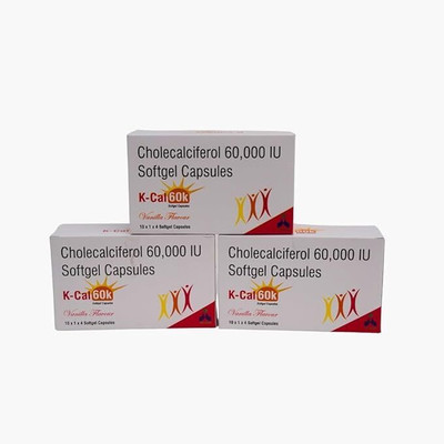 NUTRAKEM Nutra Kem K-Cal 60K Cholecalciferol 60,000 IU Soft gel Capsules (Pack of 3)(10 x 1.2 Capsules)