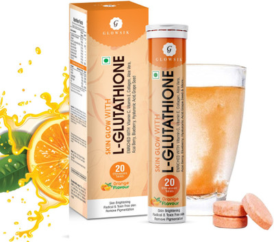GLOWSIK Glutathione Skin Glow 20 Effervescent Tablet with collagen Healthy Glowing skin(20 Tablets)