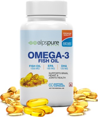 ALPSPURE Omega 3 Fish Oil 1000 mg 60 Softgel Capsules 180 mg EPA And 120 mg DHA(60 Capsules)