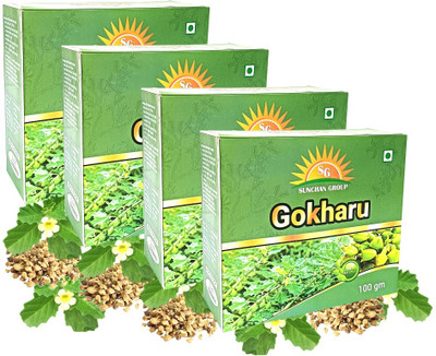 Sunchan Group Gokharu Gokshura Gokhru Tribulus terrestris Sabut whole Gokharu 400 Gm Pack of 4(4 x 100 g)