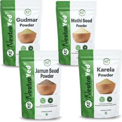 NeutraVed Gurmar, Karela, Methi, Jamun Seed Powder Combo Pack(4 x 100 g)