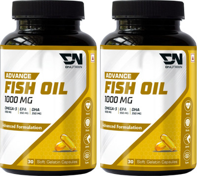 DNUTRIXN Advance Omega 3 Fish Oil -1000mg |EPA 550mg |DHA 350mg|Healthy Brain, Heart &Eye(60 No)