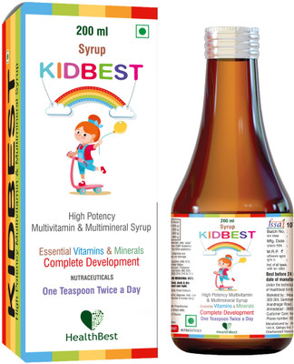 HealthBest Kidbest Multivitamin & Multimineral Syrup for Kids | Zinc | Vitamin A, C & E(200 ml)