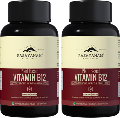 Rasayanam Plant Based Vitamin B12 (Cobalamin)| Supports Nervous System(2 x 60 Capsules)