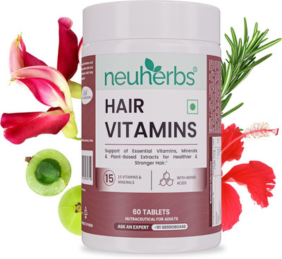 Neuherbs Hair Vitamins for Men & Women | For Hair Growth & Hairfall Reduction(60 Tablets)