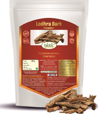 biotic Lodhra Powder (Symplocos racemosa) Lodhra Bark Powder - 100g(100 g)