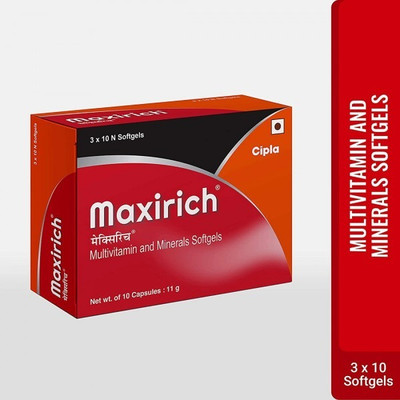 Cipla Maxirich Daily Multivitamin and Minerals Softgel Capsule Strip(30 Capsules)