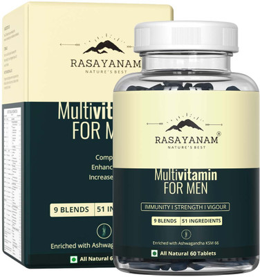 Rasayanam Multivitamin for Men | 51 ingredients & 9 Blends | For Overall Health(60 Tablets)