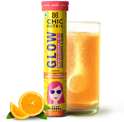 Chicnutrix Glow - 500mg Japanese Glutathione & Vit. C for Glowing & Radiance Skin (Orange)(20 Tablets)