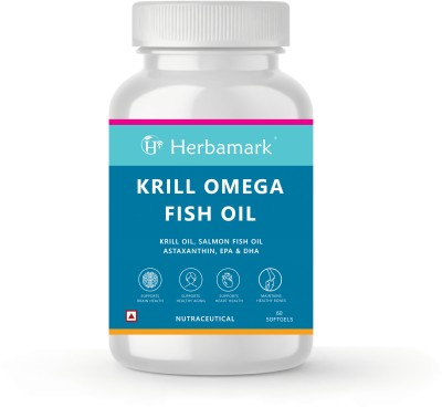 Herbamark Krill Omega Fish Oil |vKrill Oil, Omega 3 | Healthy Heart, Reduces Cholesterol(60 Capsules)