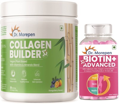 Dr. Morepen Strong Hair & Glowing Skin Combo : Plant Based Collagen Powder With Biotin+(250 g)