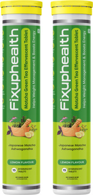 FIXUPHEALTH Japanese Matcha Green Tea with Ashwagandha Effervescent Tablet (Pack of 2)(2 x 10 Tablets)