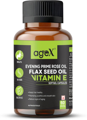 AGE-X Flaxseed & Evening Primrose Softgel Capsules with Vitamin E(60 Tablets)