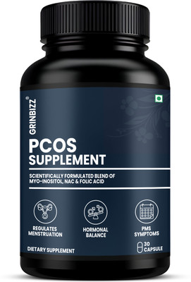 grinbizz PCOS Support Supplement – Hormonal Balance & Fertility(30 Capsules)