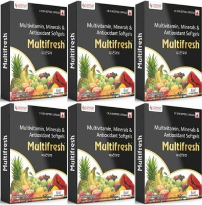 MULTIFRESH Multivitamin- Multiminerals 10 Softgel Capsules pack of ( 6*10 ) 60 sofgels(6 x 10 Capsules)