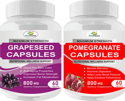 Fitness Prime Immunity Booster Combo of Grape Seed Extract & Pomegranate-800 Mg Capsules Each(2 x 60 Capsules)