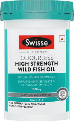 Swisse High Strength Fish Oil with 1500mg Omega 3 g for Heart, Brain, Joints & Eyes(40 Tablets)