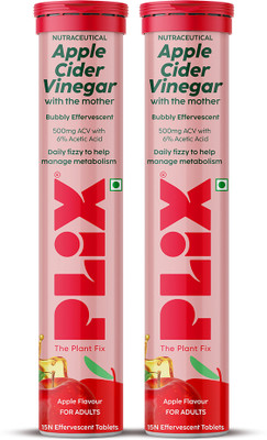The Plant Fix Plix Apple Cider Vinegar Effervescent Tablet with mother,Vit B6 & B12 for weight loss(2 x 15 No)
