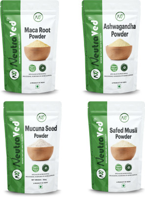 NeutraVed Ashwagandha, Safed Musli, Kaunch Beej / Mucuna & Maca Powder Combo(4 x 50 g)