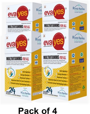 Riva Kenko Eva Yes Multivitamins With Omega 3 Fatty acids and 16 Essential Vitamin &Mineral(5 x 24 Capsules)