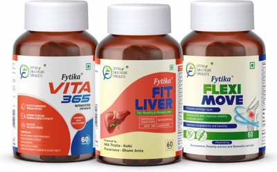 FYTIKA Vita 365, 3 in 1 Multivitamin-60 Tabs + Fit Liver-60 Tabs + Flexi Move-60 Tabs(3 x 133.33 g)