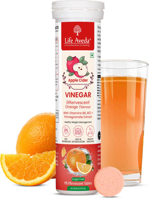 Life Aveda Apple Cider Vinegar Effervescent Tablets, Orange Flavour - 15 Tablet (Pack of 1)(15 No)