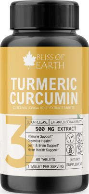 Bliss of Earth Turmeric Tablets 500mg for Joint & Healthy Inflammatory Support Gluten Free(60 Tablets)