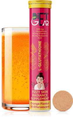 DIET GEAR 500 mg L Glutathione, Hyaluronic Acid, Vit - C & Vit - E | Bright Youthful Skin(20 Tablets)