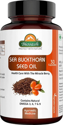 BIOSASH SeaBuckthorn Seed Oil Capsules | Natural Omega 3, 6, 7 & 9 Supplement(30 Capsules)