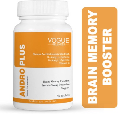 Vogue Wellness ANDRO PLUS Mucuna dopamine Brain Booster Supplement for Memory and Focus(30 Tablets)