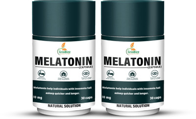 grinbizz Sleeping Aid Pills for Deep Sleep Melatonin Capsule (10mg)Sleep Supplement(2 x 30 Capsules)