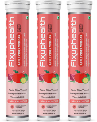 FIXUPHEALTH Apple cider vinegar with the mother Effervescent Tablets Pack of 3(3 x 20 Tablets)