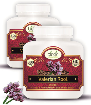 biotic Valerian Root Extract - Valerian Capsules 300mg - 120 Veg Capsules(2 x 60 No)