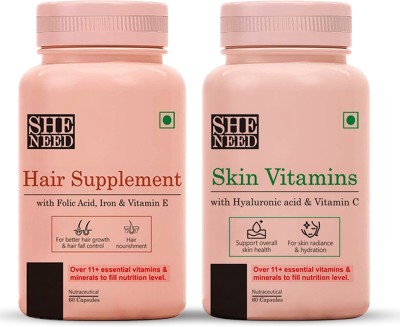 SheNeed Hair Supplement & Skin Vitamin (Combo pack)(2 x 60 Capsules)