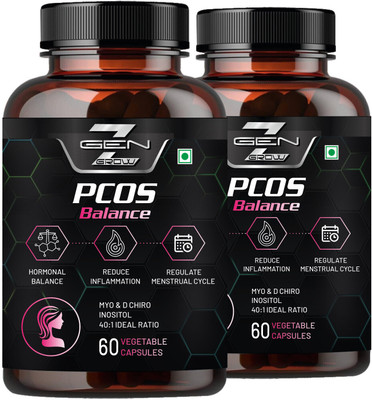 GenZ grow PCOS Balance with 40:1 Myo & D-Chiro Inositol for hormonal & menstrual health(2 x 60 Capsules)