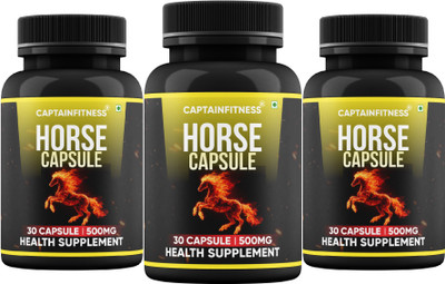 CaptainFitness Horse Capsule| Energy, Strength & Stamina-(322)(3 x 30 Capsules)