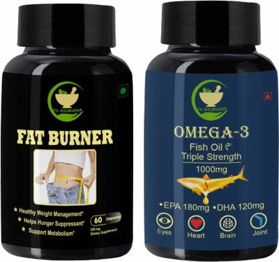 FIJ AYURVEDA Fat Burner Capsule with Triple Strength Omega3 Capsule – Combo Pack(2 x 750 mg)