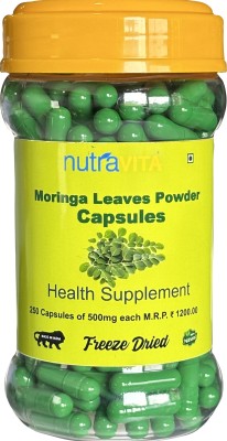 Nutra Vita Moringa Leaves Powder Capsules 500 Mg | 250 No |(500 mg)