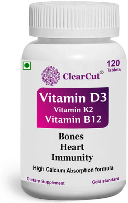 Clearcut Vitamin D3 Vitamin K2 Vitamin B12 Calcium Tablets 120(120 Tablets)