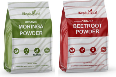 Neutraleaf Organic Moringa And Beetroot Powder Combo | Super Food | Multi Powerful Minerals(2 x 200 g)