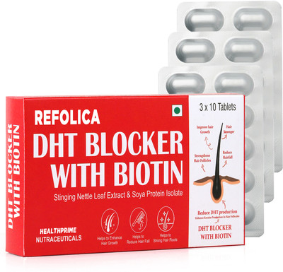 83% OFF on HEALTHPRIME Refolica DHT Blocker with Biotin, Reduce Hair Fall & Promotes Hair Growth(30 Tablets)