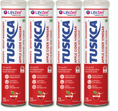 Lifezen Tuskca Apple Cider Vinegar Supports Weight Management - 15 Tablet Each(4 x 15 Tablets)